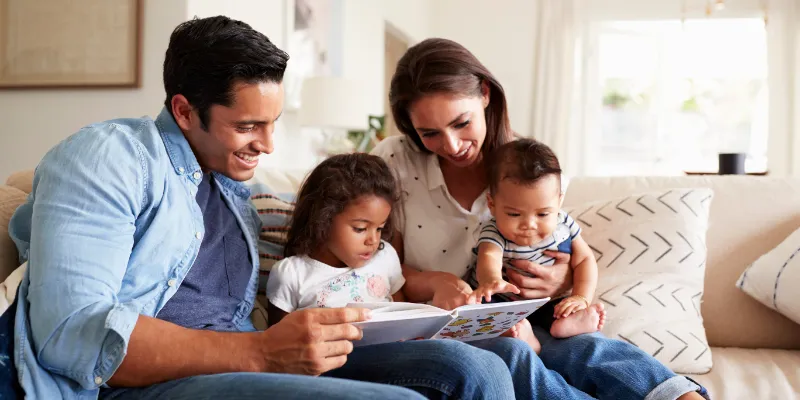 happy family in home